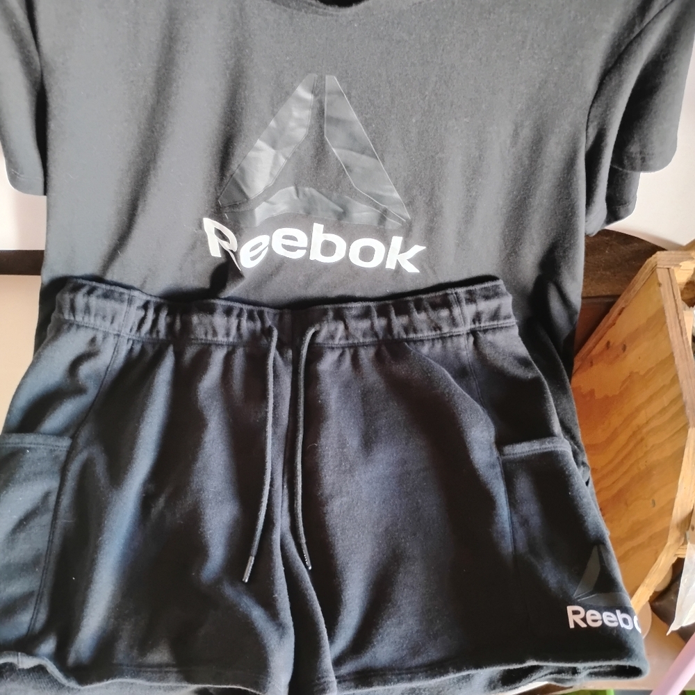 Reebok Women's Black T-shirt & Shorts.